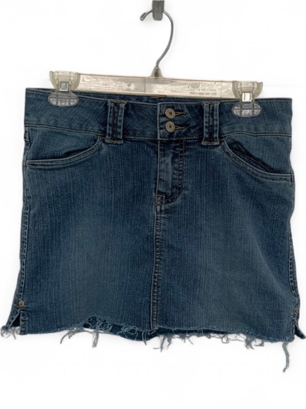 UNIONBAY Dark Blue Denim Mini Skirt with Raw Hem